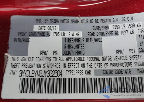 2018 Toyota Yaris Ia z USA, uszkodzony, nr VIN 3MYDLBYV6JY332604